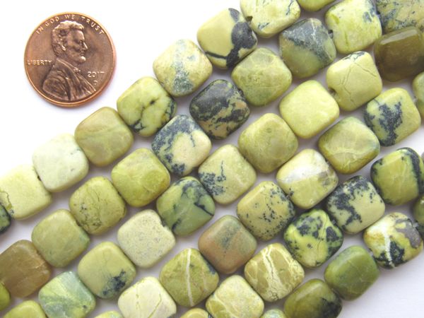 Yellow TURQUOISE BEADS 10mm Square 15.5" Strand 38 pc Quality Grade Gemstone