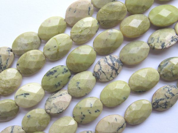 Yellow Turquoise BEADS 14x10mm Faceted Oval Natural 14.5" Strand 28 pc Quality Genuine Gemstone