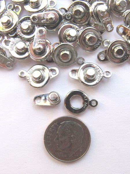 SNAP CLASPS Patented BRASS 16.5x9.5x5mm Platinum Color 10 sets ring and ball Plated Single Strand