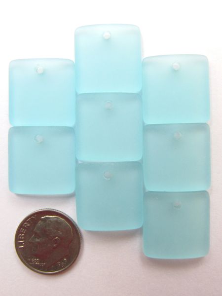 Sea Glass PENDANTS 19mm Square 8 pc U-Pick Color Blue Green Pink Yellow Top Drilled Making sea glass jewelry