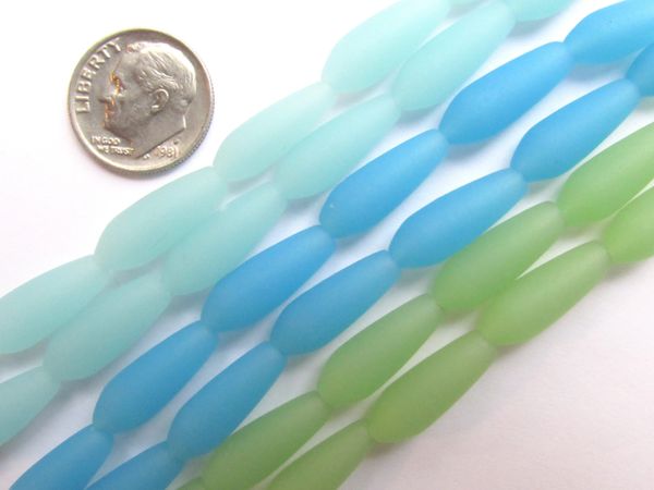 Bead Supplies Cultured Sea Glass BEADS 18x6mm Teardrop assorted opaque lot
