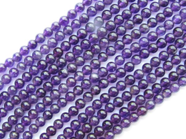 A Grade Amethyst Beads 4mm Round Natural Purple 15.5" strand 98 pc Genuine Gemstone