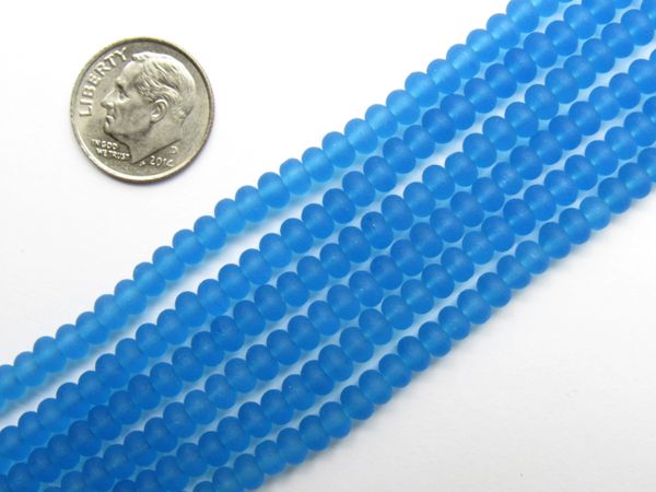 Jewelry making Supplies - Cultured Sea Glass BEADS 4mm Rondelle assorted colors frosted beads