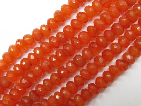 Natural Carnelian BEADS 8mm Faceted Rondelle Quality Grade Natural 48 pc Strand Orange Gemstone