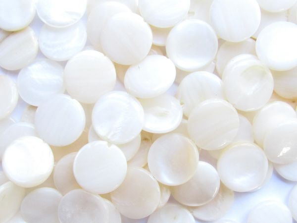 Bead Supply White Shell BEADS 15mm Flat COIN Strands Flat Round Length Drilled for making jewelry