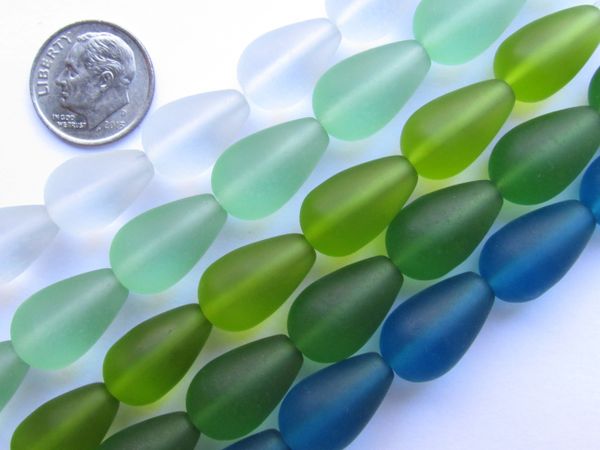 Pear BEADS 16x10mm length drilled teardrop Cultured Sea Glass making beach glass jewelry supply