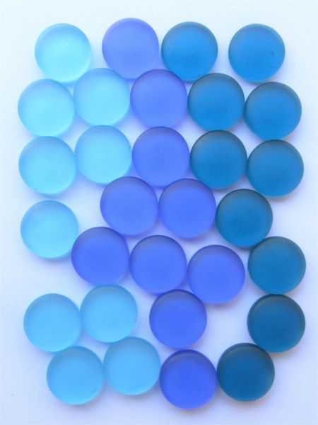 Sea Glass CABACHONS 15mm Cabs Round U-Pick Assorted Blues Greens 30 60 90 pc Undrilled NOT Drilled making beach jewelry supply