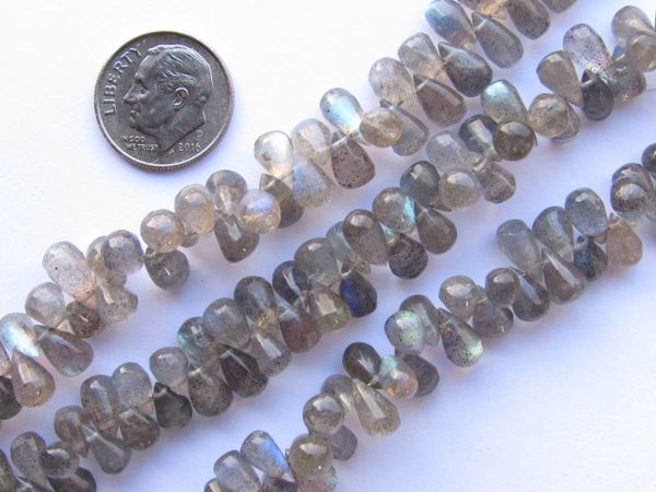 LABRADORITE Pendants Teardrop 9mm Lots of Flash 8" Strand Top Drilled Smooth 88 pc