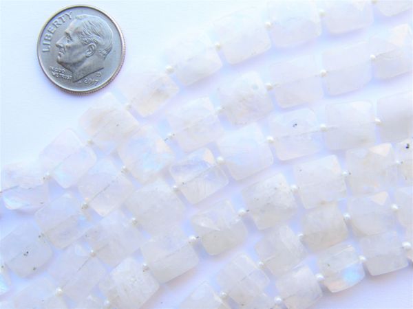 Rainbow MOONSTONE BEADS Faceted 9mm SQUARE Lots of Flash 18 pc Quality Grade Natural Gemstone