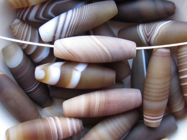 Sardonyx BEADS Tube Natural Banded Agate 30x10mm Large Gemstone Brown