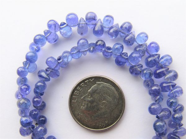 TANZANITE Drops Pendants 4-6mm SmoothTeardrop 9" Strand natural violet purple Gemstone making jewelry designer bead supply