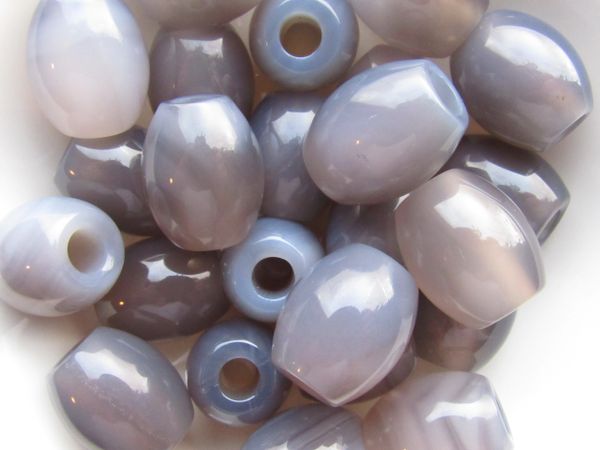 A Grade Agate 18 - 19mm Barrel Large 5.5mm hole Natural Grey Gemstone quality bead supply making jewelry