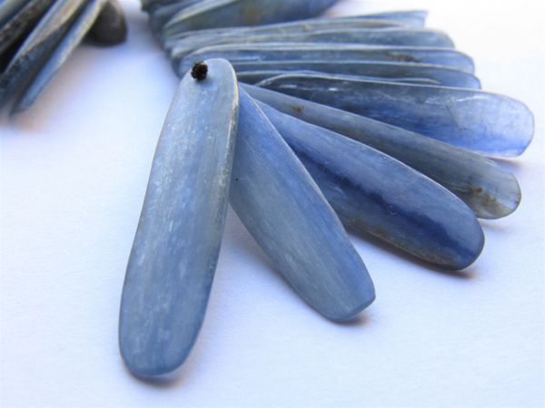Blue KYANITE BEADS Pendants 52 - 34mm A Grade slices spears flat drilled Quality Natural Gemstone making jewelry quality bead supply