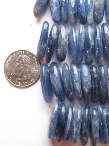 Blue KYANITE Pendant BEADS 24-25mm flat 5-6mm thick Quality Grade Natural Gemstone making jewelry quality bead supply