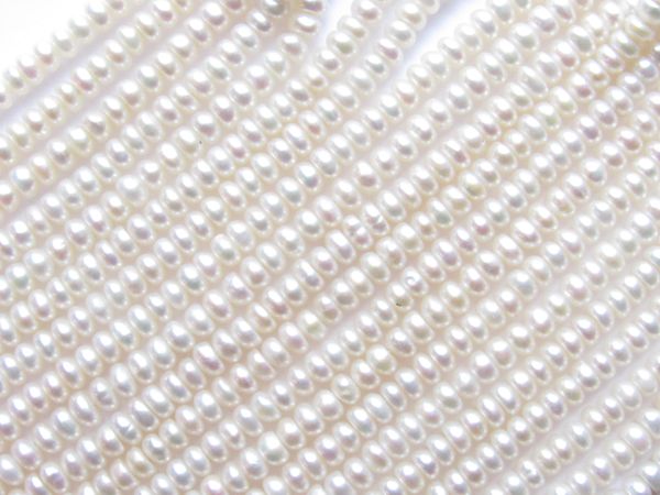 Button PEARLS 4x2.5mm White cultured freshwater beads iridescent warm pink luster making jewelry supply