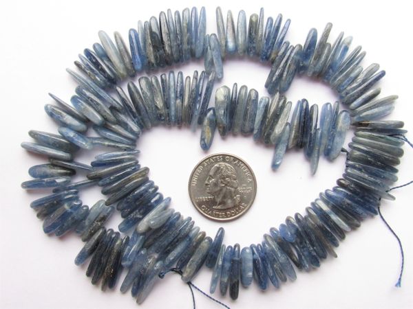 Blue KYANITE BEADS Pendants 17x8mm A Grade slices spears flat drilled Quality Natural Gemstone making jewelry quality bead supply