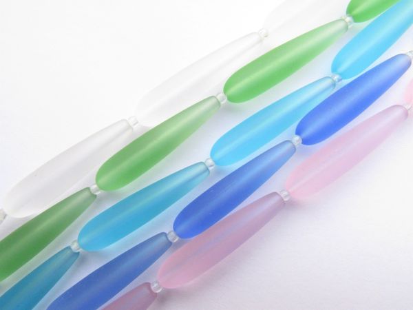 Sea Glass BEADS 38mm Teardrop length drilled making sea glass jewelry bead supply
