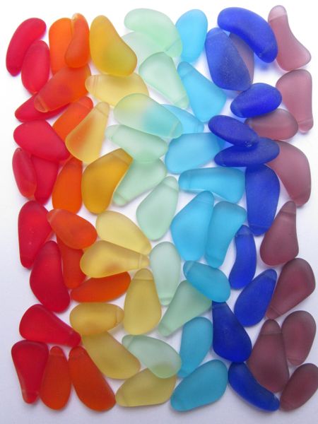 Sea Glass PENDANTS roygbiv Free form Teardrop Nugget 28-21 x 15-10mm side drilled making sea glass jewelry bead supply