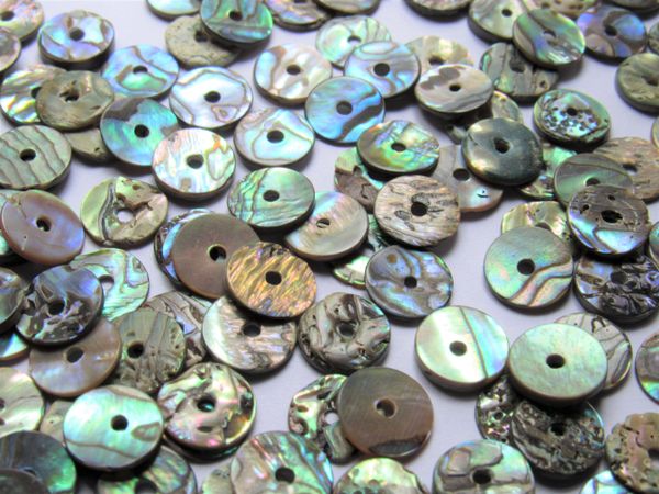 Natural Abalone BEADS Flat 10mm Shell Center Drilled Flat 1mm thick bead supply making jewelry