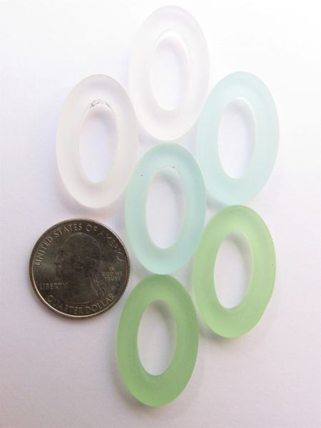 Ring PENDANTS 31x20mm Oval Assorted light green Large Hole Donut Making Sea Glass Jewelry