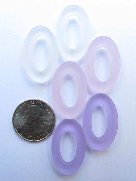 Ring PENDANTS 31x20mm Oval Assorted light pink purple Large Hole Donut Making Sea Glass Jewelry