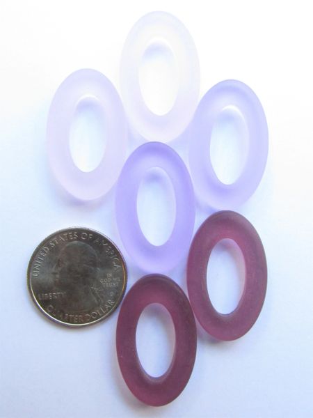 Ring PENDANTS 31x20mm Oval Assorted dark pink purple Large Hole Donut Making Sea Glass Jewelry