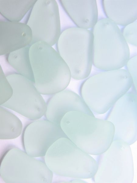 Sea Glass PENDANTS top drilled 1" Flat Free form Matched Pairs Same Light Aqua making sea glass jewelry