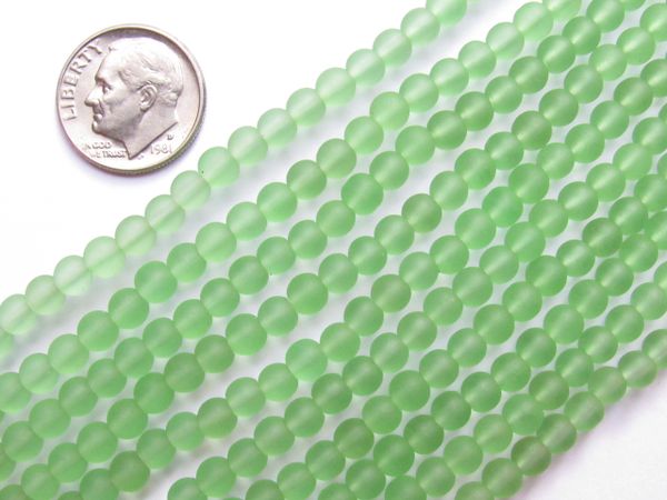 Bead Supplies - Cultured Sea Glass BEADS 4mm Round U-Pick light green purple frosted glass beads