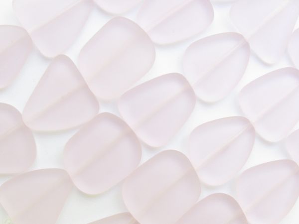 Bead Supply Cultured Sea Glass BEADS Free form flat 22-24mm Pink HANK 5 Strand frosted for making jewelry