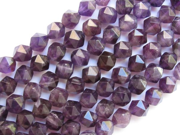 Natural AMETHYST BEADS Faceted Cube 8mm Purple Gemstone beads for making jewelry