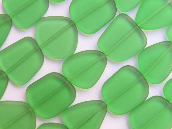 Jewelry Supply Cultured Sea Glass BEADS 22-24mm Medium Green Free form frosted making jewelry