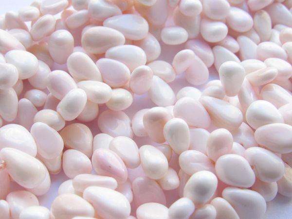 Conch Shell BEADS Natural Pink 10-8mm teardrop Smooth hand polished drop beach jewelry bead supply