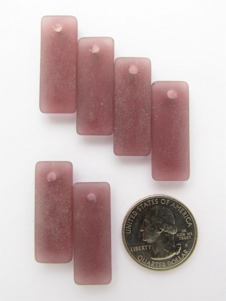 Sea Glass PENDANTS Puffed Rectangle Large Hole Clear PInk Purple 32x12mm Top Drilled Recycled