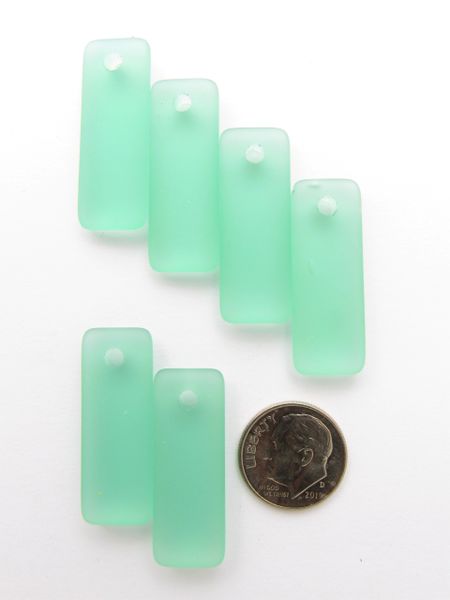 Sea Glass PENDANTS Puffed Rectangle Large Hole u-pick Greens Yellow 32x12mm