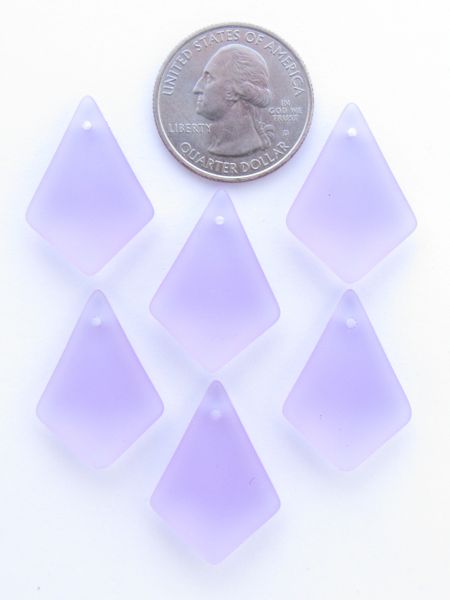 Bead Supply Cultured Sea Glass PENDANTS Diamond 28x20mm Light Purple Top Drilled pendant for jewelry making supply