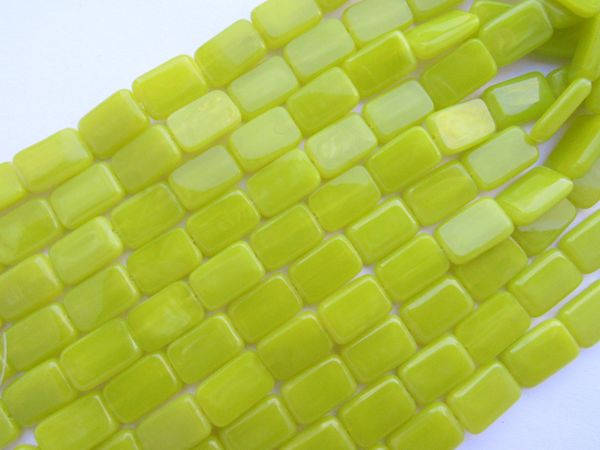 CZECH Glass BEADS Table Cuts 12x8mm Rectangle Window beads Chartreuse loose beads for jewelry making supply