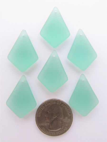 Supplies for making jewelry Sea Glass PENDANTS Diamond Pendant 28x20mm Seafoam Green