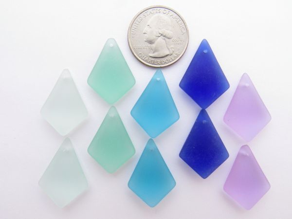 Bead Supplies Cultured Sea Glass jewelry PENDANTS 28x20mm assorted light colors Top Drilled pendant for making jewelry