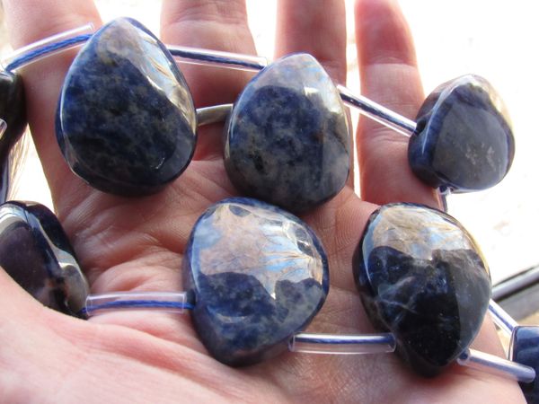 Jewelry making Supplies - Sodalite PENDANTS Teardrop top drilled 35x25mm Square corner drilled natural blue Gemstone Beads
