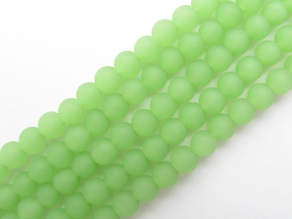 Bead Supplies Cultured Sea Glass BEADS 6mm Round Opaque Spring Green Strands for making jewelry