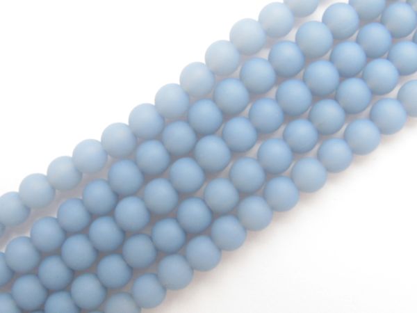 Bead Supplies Cultured Sea Glass BEADS Opaque Sky Blue 6mm Round Strand or Hank