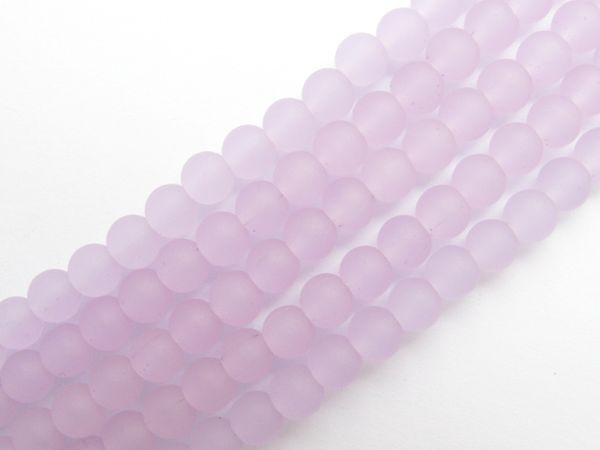 Bead Supply Cultured Sea Glass BEADS 6mm Round Opaque Periwinkle light purple