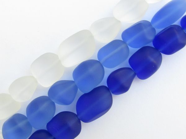 Bead Supplies Cultured Sea Glass BEADS Freeform Nugget 13-15mm Assorted 3 Strands lot