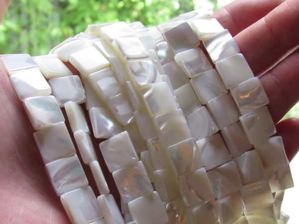 Jewelry making Supplies Mother of Pearl BEADS 10mm square bead Natural White Shell