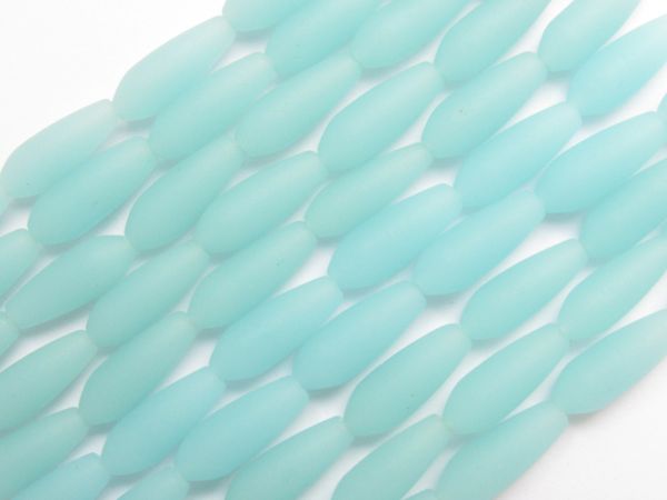 Jewelry making Supplies Cultured Sea Glass BEAD SUPPLIES 18x6mm Teardrop length drilled Opaque glass