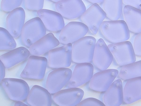 Cultured Sea Glass PENDANTS 15mm Top Drilled Flat light Purple Free form frosted beads