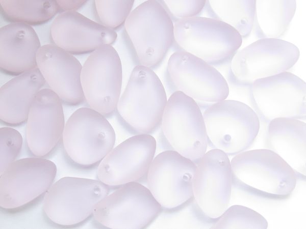 PINK Cultured Sea Glass BEAD SUPPLIES 15mm pebble PENDANTS transparent frosted for making jewelry
