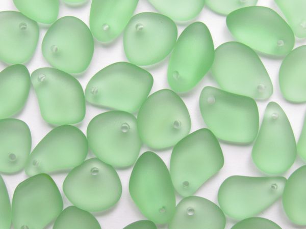 Cultured Sea Glass PENDANTS Light Green 15mm pebble top drilled Bead Supplies