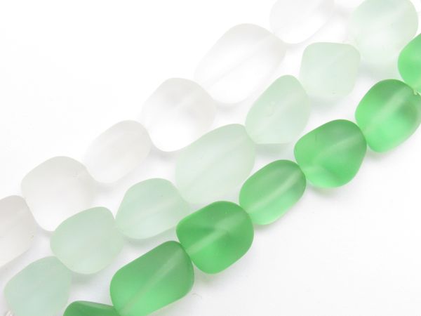 Bead Supplies Cultured Sea Glass BEADS Freeform Nugget 13-15mm Light Green assorted lot