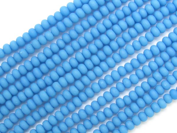 Bead Supply Cultured Sea Glass Beads 4mm Rondelle Opaque 4mm spacer bead black glass